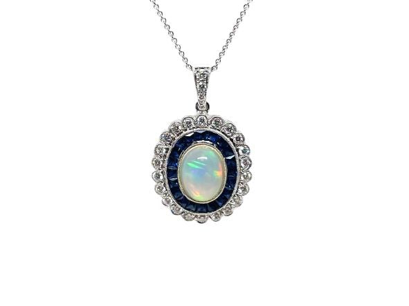18k Opal and Sapphire Necklace