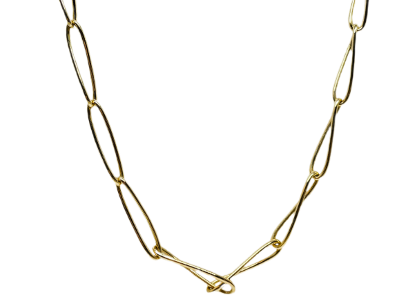 18k Paper Clip Link Gold Necklace