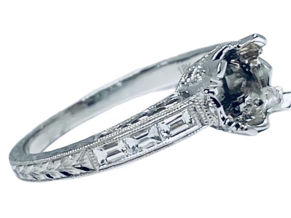18k Vintage Inspired Diamond Engagement Ring