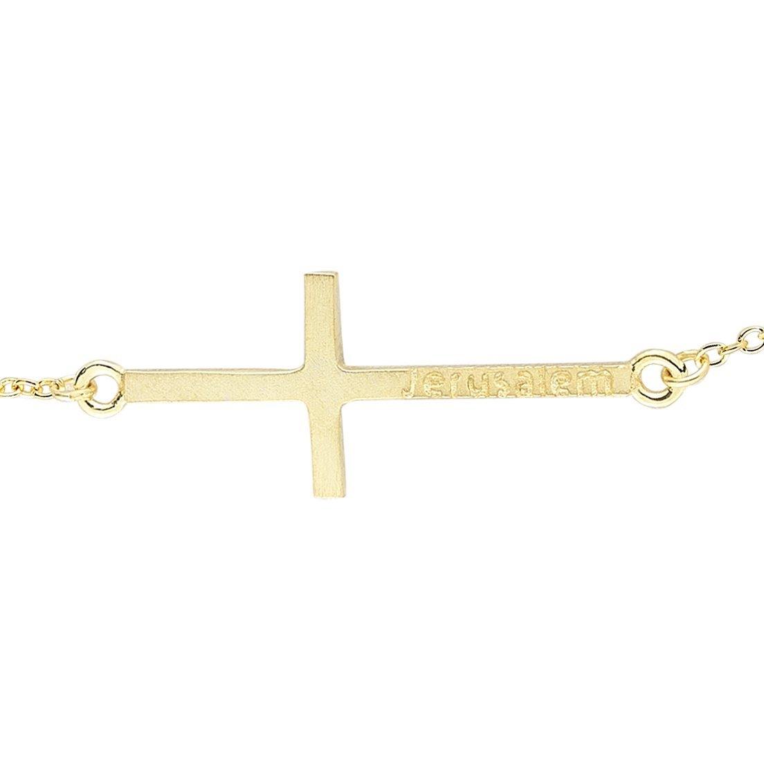 14k Yellow Gold Sideways Cross Necklace - Harby Jewelers