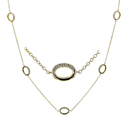 18k Long Necklace with Oval Diamond Stations