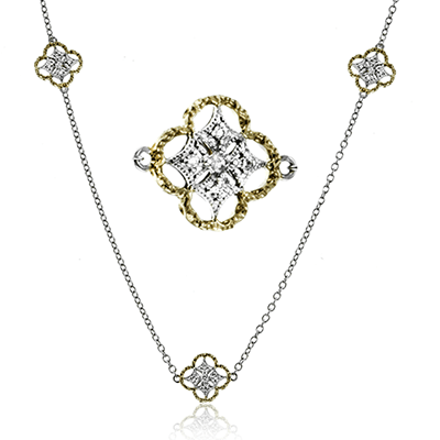 18k White Gold 36&quot; Necklace with Diamond Stations