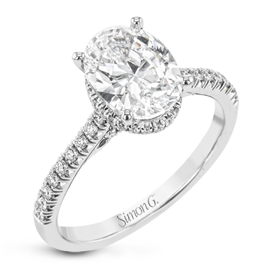 18k White Gold Under-Halo Diamond Engagement Ring Setting - Harby Jewelers