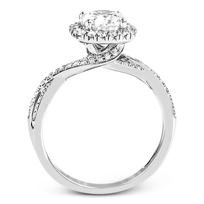 18k White Gold Split Shank And Halo Diamond Engagement Ring - Harby Jewelers