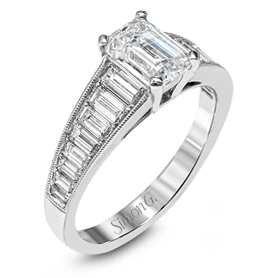 18k White Gold Baguette Cut Diamond Engagement Ring Setting - Harby Jewelers