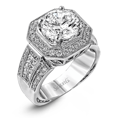 18k White Gold Diamond Engagement Ring Setting - Harby Jewelers