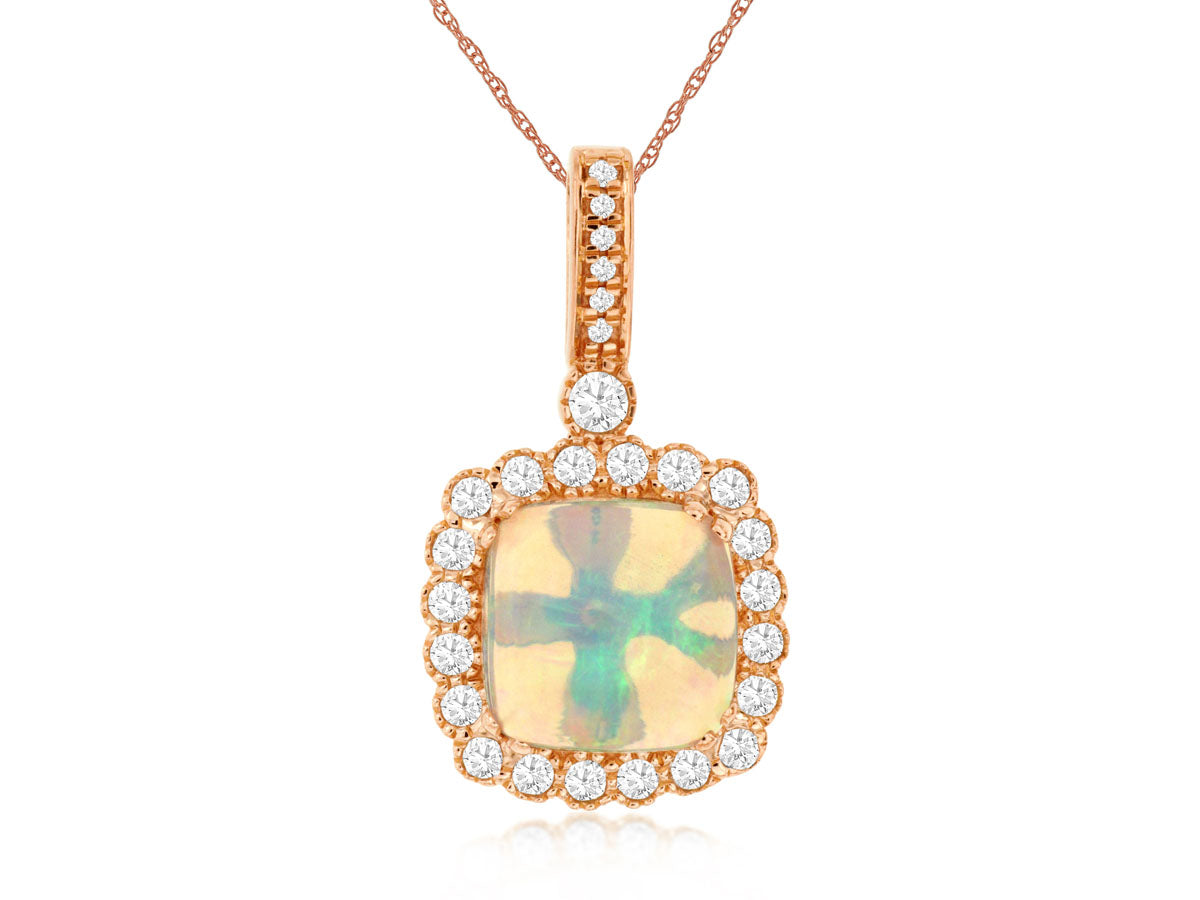 14k Opal and Diamond Pendant