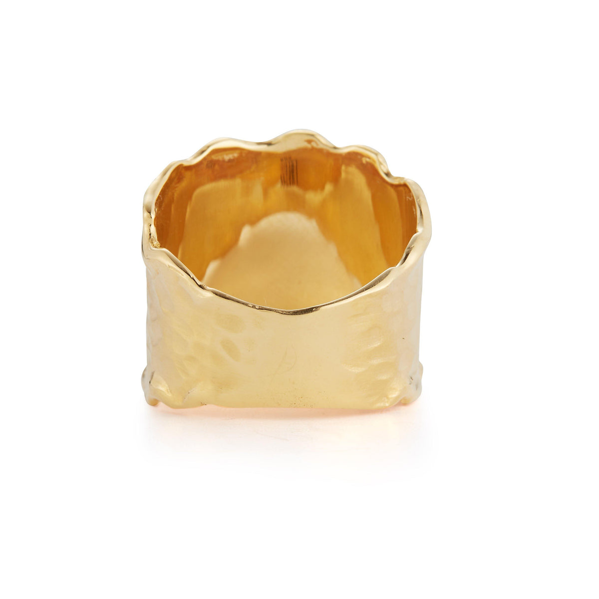14k Wide Hammered Yellow Gold Ring - Harby Jewelers