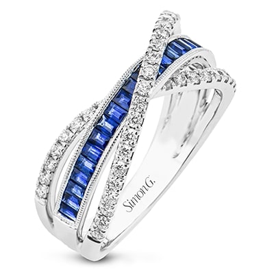 18kt White Gold Sapphire and Diamond Crossover Ring