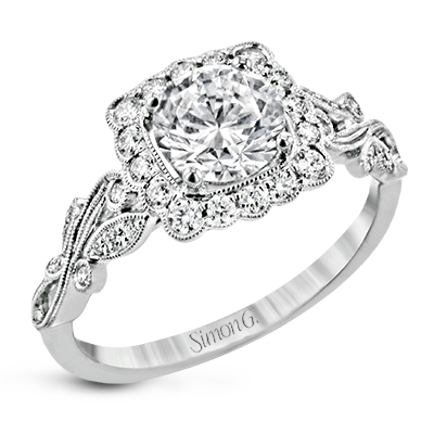 18k White Gold Diamond Engagement Ring Setting - Harby Jewelers