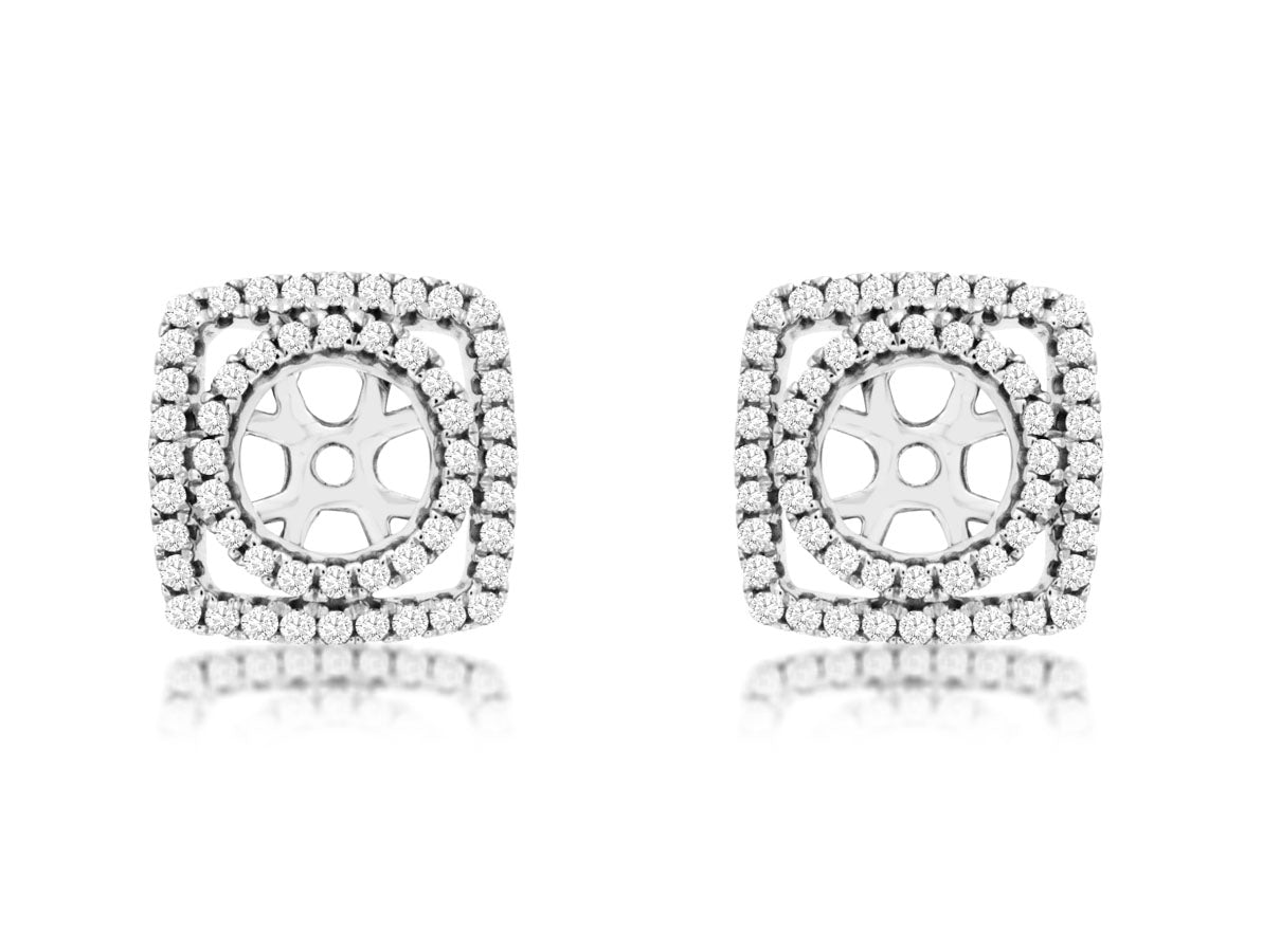 14k Round and Square Double Halo Earring Jackets