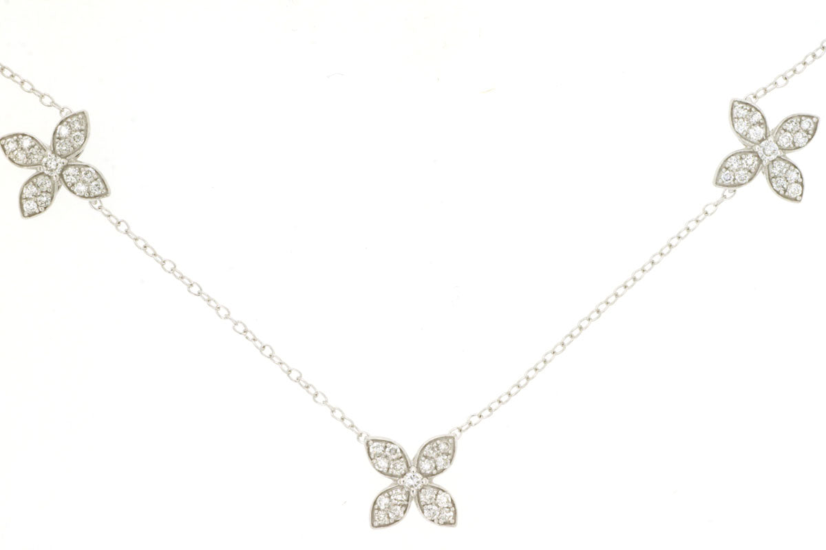14k Flower Shaped Diamond Necklace