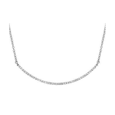14k  White Gold Bar Style Diamond Necklace - Harby Jewelers