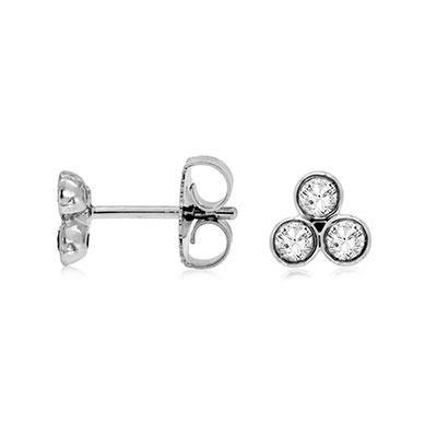 14k White Gold Bezel Set Diamond Earrings - Harby Jewelers