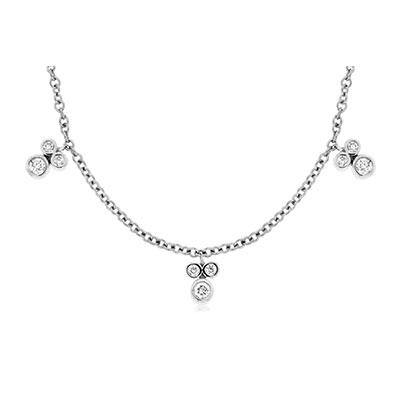 14k  White Gold Bezel Set Diamond Necklace - Harby Jewelers