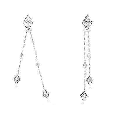 14K White Gold Dangle Style Diamond Earrings - Harby Jewelers