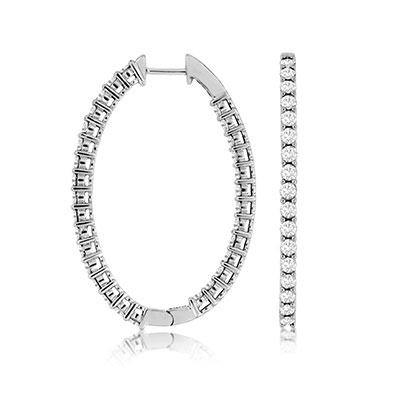 14k White Gold Diamond Hoop Earrings - Harby Jewelers