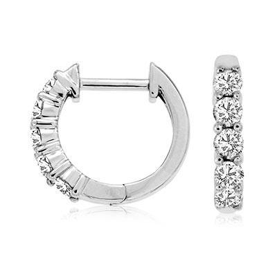 14k White Gold Diamond Hoop Earrings - Harby Jewelers
