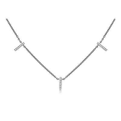 14k  White Gold Diamond Station Necklace - Harby Jewelers