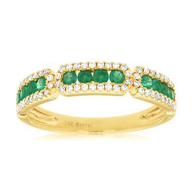 14k Yellow Gold Emerald and Diamond Ring - Harby Jewelers