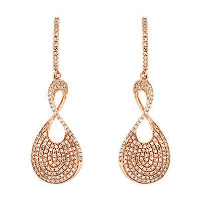 14k Rose Gold Dangle Style Diamond Earrings - Harby Jewelers
