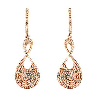 14k Rose Gold Dangle Style Diamond Earrings - Harby Jewelers