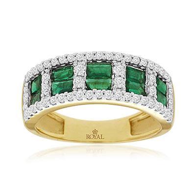 14k Yellow Gold Emerald and Diamond Ring - Harby Jewelers