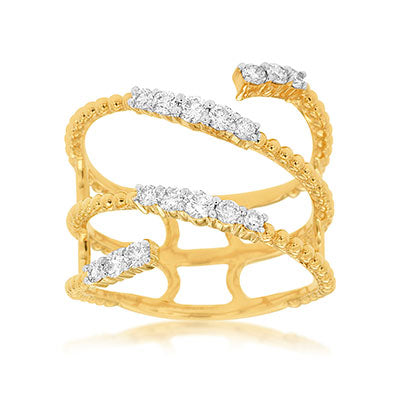 Ladies 14 Karat Yellow Gold Diamond Wrap Ring - Harby Jewelers