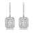 14k White Gold Mosaic Style Baguette and Round Diamond Earrings - Harby Jewelers