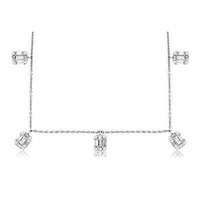 14k White Gold Mosaic Style Diamond Necklace - Harby Jewelers