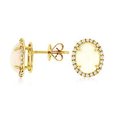14k Rose Gold Opal Halo Diamond Earrings - Harby Jewelers