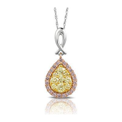 14k White Gold Natural Pink and Yellow Diamond Pendant - Harby Jewelers