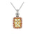 14k White Gold Pink and Yellow Diamond Square Pendant - Harby Jewelers