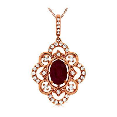14k Rose Gold Ruby and Diamond Pendant - Harby Jewelers