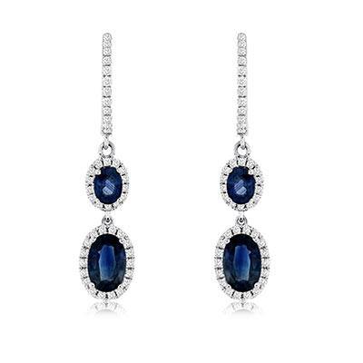 14k White Gold Sapphire and Diamond Earrings - Harby Jewelers