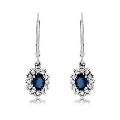 14k White Gold Sapphire and Diamond Earrings - Harby Jewelers