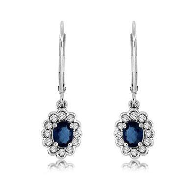 14k White Gold Sapphire and Diamond Earrings - Harby Jewelers