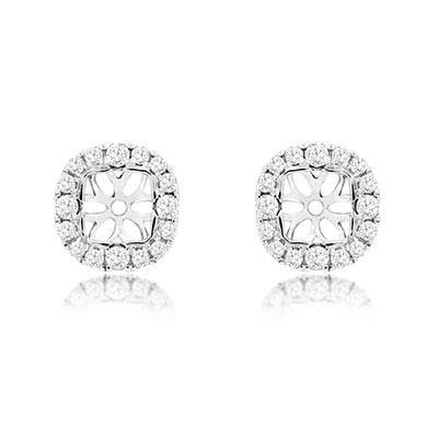 14k White Gold Cushion Diamond Earring Jackets - Harby Jewelers