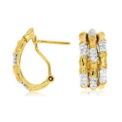 14k Yellow Gold Three Row Diamond Earrings - Harby Jewelers