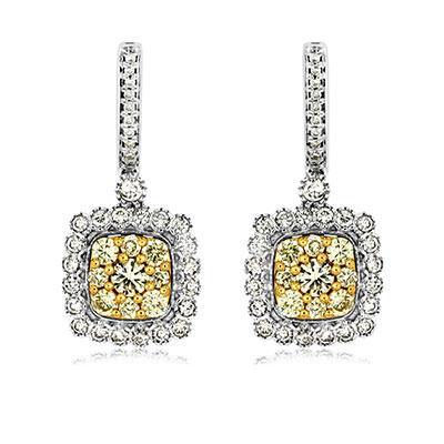 14k White Gold Natural Yellow Diamond Earrings - Harby Jewelers